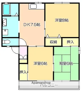 セジュール鍋島 B棟【202号室】の間取り
