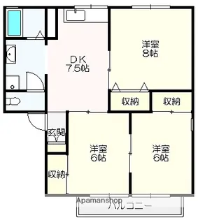 セジュール鍋島 C棟【202号室】の間取り