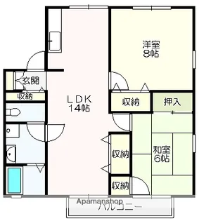 パークサイドアサヒC棟【102号室】の間取り