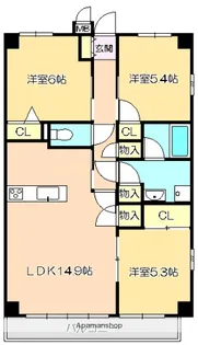 ソレイユE【6階】の間取り