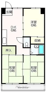 第13つくもコーポ【6階】の間取り