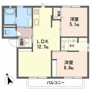 溝渕ハイツ B棟【2階】の間取り