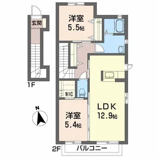 シティ クレール D棟【2階】の間取り