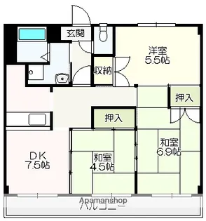 セゾンSAKAMOTOⅢ【102号室】の間取り