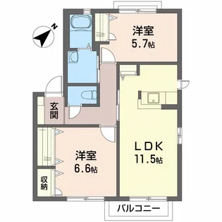 セフィラハイツⅡ C棟【2階】の間取り