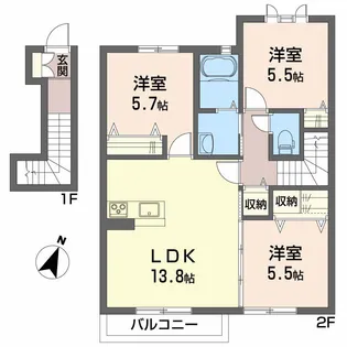シャーメゾン・まゆ D棟【2階】の間取り