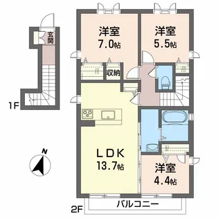 シャーメゾン フォルテ【2階】の間取り