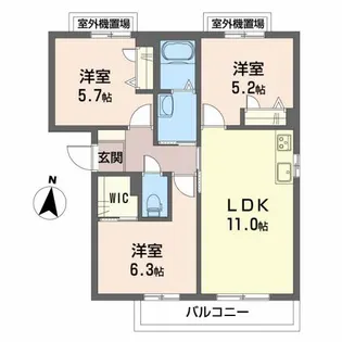 シャーメゾン・クレール A棟【3階】の間取り
