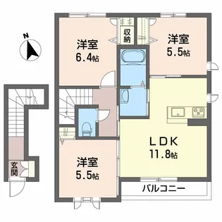 シャーメゾン・西野【2階】の間取り