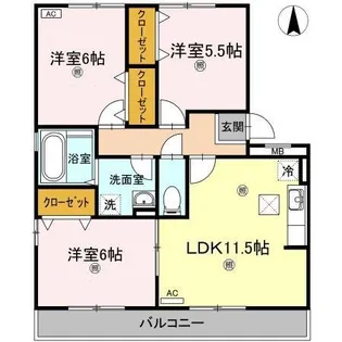 ディアコート札場 A棟【1階】の間取り