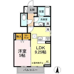 サンリッサ西野Ⅱ【1階】の間取り