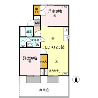 2LDKの間取り画像