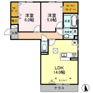 クロ・ド・エヌ【101号室】の間取り