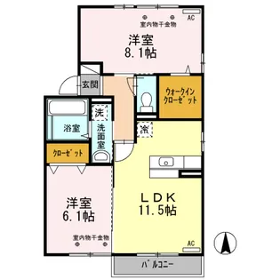ロングリブエム【2階】の間取り