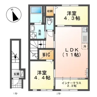 ラ メゾンあけぼのⅡ【2階】の間取り