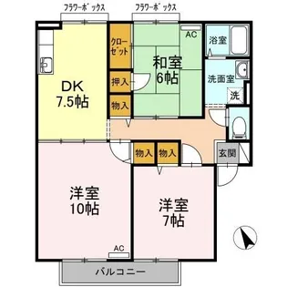 ファミール・ド・鹿児 B棟【2階】の間取り