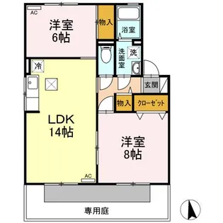 メゾン・テルシャトー E棟【1階】の間取り