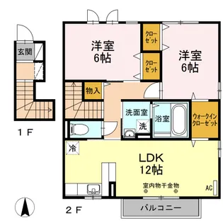 シャンブル・ド・シャルマン B棟【2階】の間取り