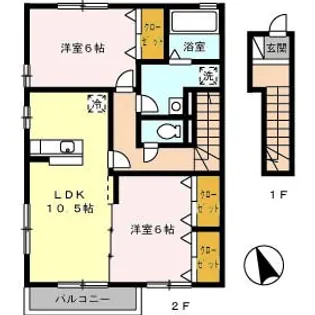 ボヌールK B棟【2階】の間取り