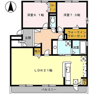 ラ・シェーブル・セゾン【1階】の間取り