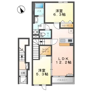 (仮)土佐山田町アパート【2階】の間取り