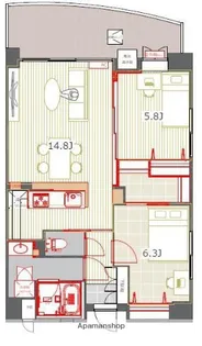 アントゥール薬院【8階】の間取り