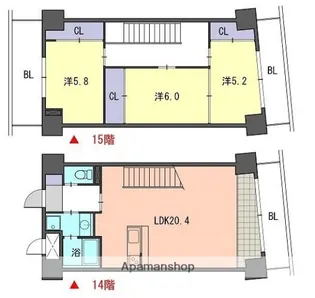 レジデンス住吉【14階】の間取り