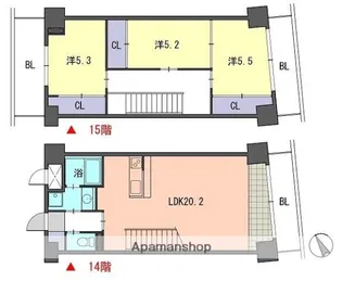 レジデンス住吉【14階】の間取り