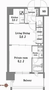 エンクレスト博多BELLE【8階】の間取り