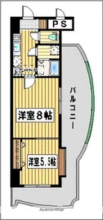 ロイヤル渡辺通【1301号室】の間取り