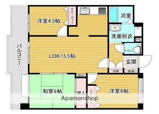 西新中央パークマンションA-1 302号室【3階】の間取り