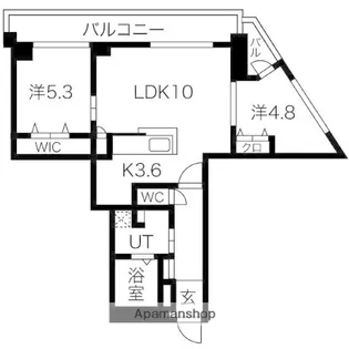 ラクレイス西新レジデンシャルタワー【28階】の間取り