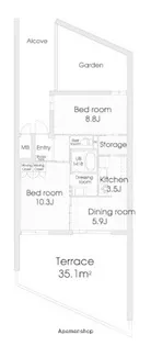 ラクレイス西新レジデンシャルタワー【314号室】の間取り