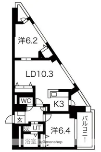 ラクレイス西新レジデンシャルタワー【2902号室】の間取り