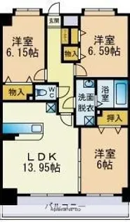 フォレスト離宮若久【3階】の間取り