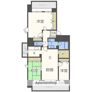 のむら貝塚ガーデンシティ参番館【1301号室】の間取り