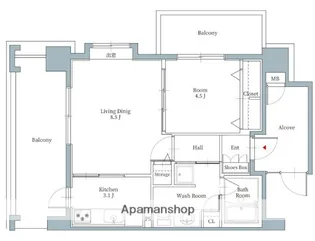 リアンシエルブルー東比恵【4階】の間取り