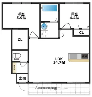 フォンターナA棟【1階】の間取り