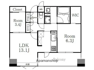 2LDKの間取り画像