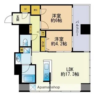ロイヤルパークス大名【14階】の間取り