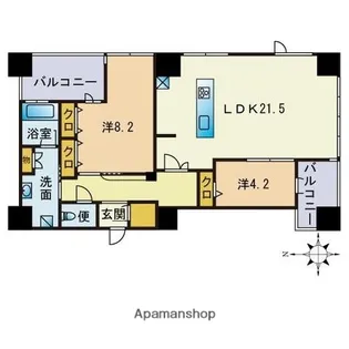 ロイヤルパークス大名【1901号室】の間取り