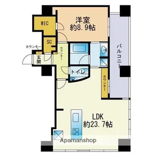 ロイヤルパークス大名【22階】の間取り