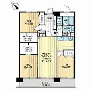 ライオンズマンション室見ガーデン【2階】の間取り