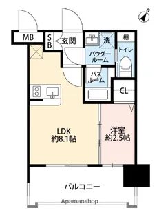ドゥーエ赤坂【8階】の間取り