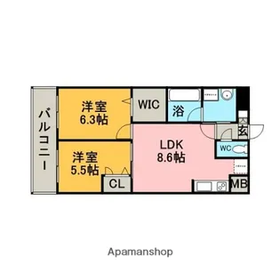 アトラスアルファーノ箱崎【502号室】の間取り