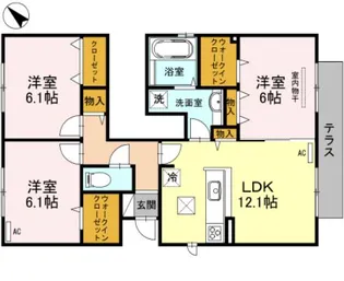 D-room野間 弐番館【1階】の間取り