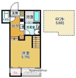 シャレオ次郎丸Ⅱ【2階】の間取り