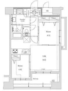 エンクレスト博多EAST PARK【1308号室】の間取り