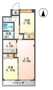 ライフリラ【2階】の間取り