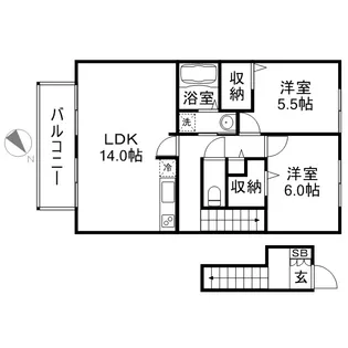 モダンコート野多目 B棟【2階】の間取り